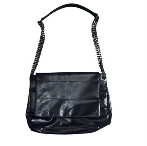 House of Harlow 1960 Black Patent Leather Chain Shoulder Bag